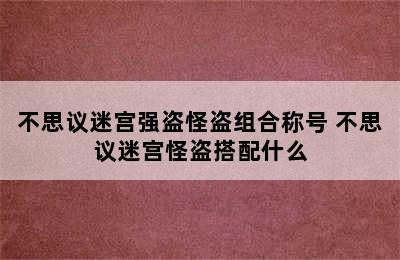 不思议迷宫强盗怪盗组合称号 不思议迷宫怪盗搭配什么